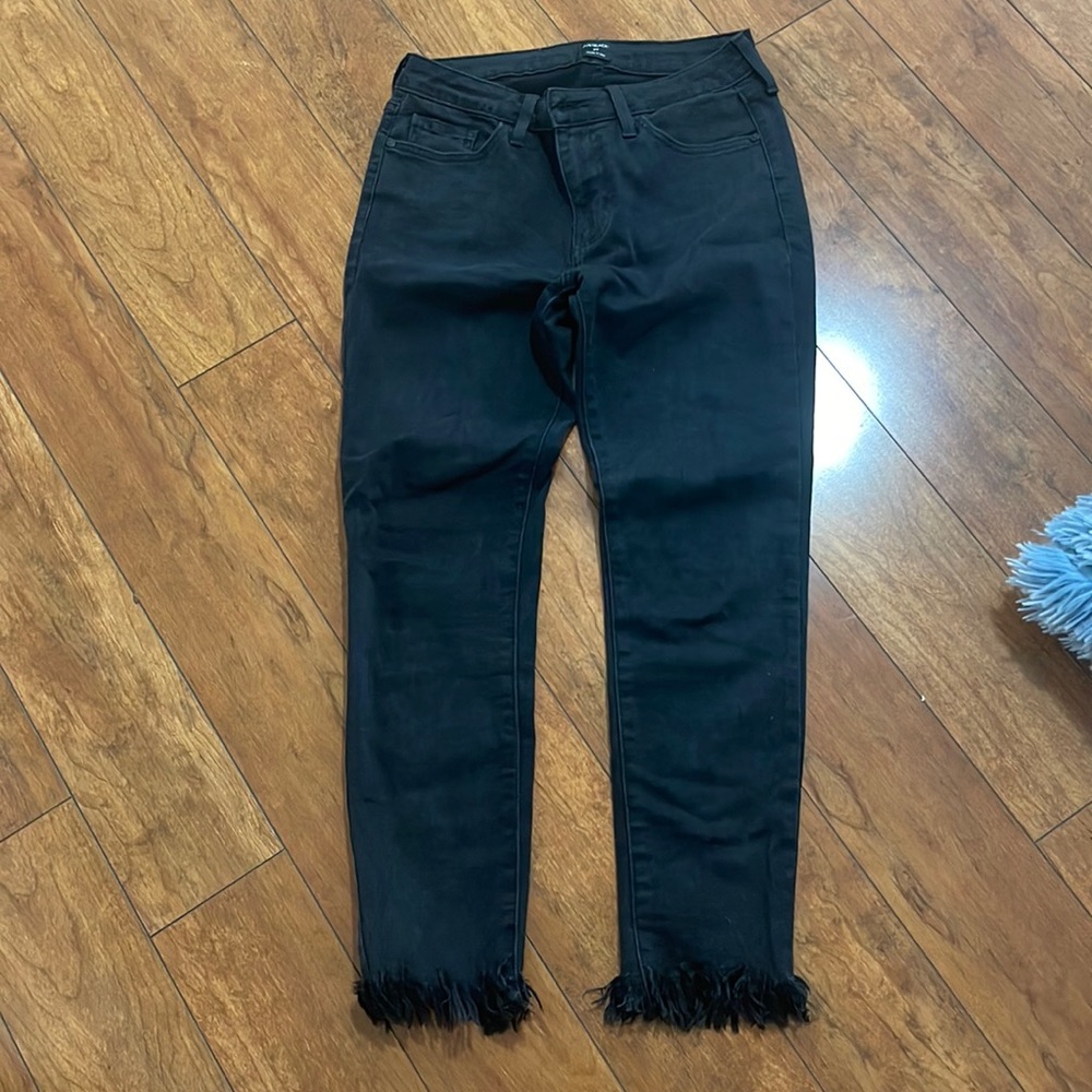 Black skinny jeans- brand just black size 27 with frayed bottom. Gently worn